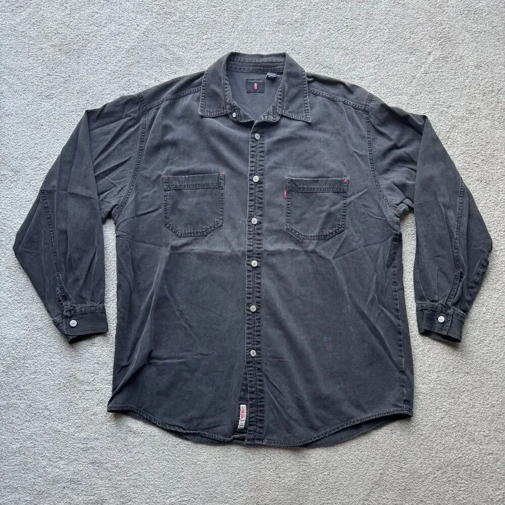 Vintage Levi’s Red Tab Jeans Black Denim Long Sleeve Button Up Shirt Jacket